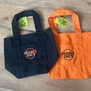 Trader Joe's Black and Orange mini Halloween limited edition Canvas Tote Bags